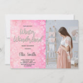 Winter Baby Dusche Einladungen Rosa Schnee Foto (Vorderseite)