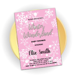 Winter Baby Dusche Einladungen Rosa Silber