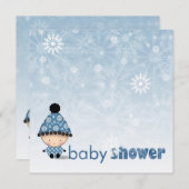 Winter Baby Dusche Einladungen Schneeflocken und B (Vorne/Hinten)