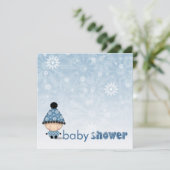 Winter Baby Dusche Einladungen Schneeflocken und B (Stehend Vorderseite)