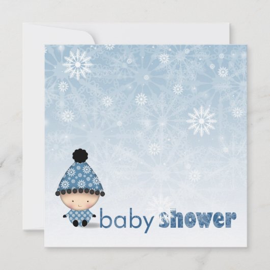 Winter Baby Dusche Einladungen Schneeflocken und B (Vorderseite)
