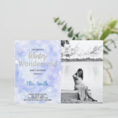 Winter Baby Dusche Einladungen Silber mit Foto (Stehend Vorderseite)