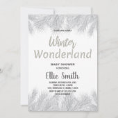 Winter Baby Dusche Einladungen Silver Glitzer Pine (Vorderseite)