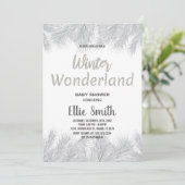 Winter Baby Dusche Einladungen Silver Glitzer Pine (Stehend Vorderseite)