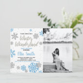 Winter Baby Dusche Einladungen Weißes Foto (Stehend Vorderseite)