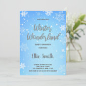 Winter Baby Dusche Einladungen Weißes Schnee (Stehend Vorderseite)