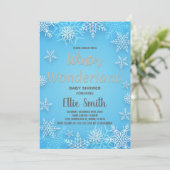 Winter Baby Dusche Einladungen Weißschneesilber (Stehend Vorderseite)