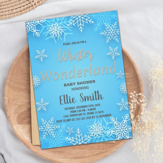 Winter Baby Dusche Einladungen Weißschneesilber