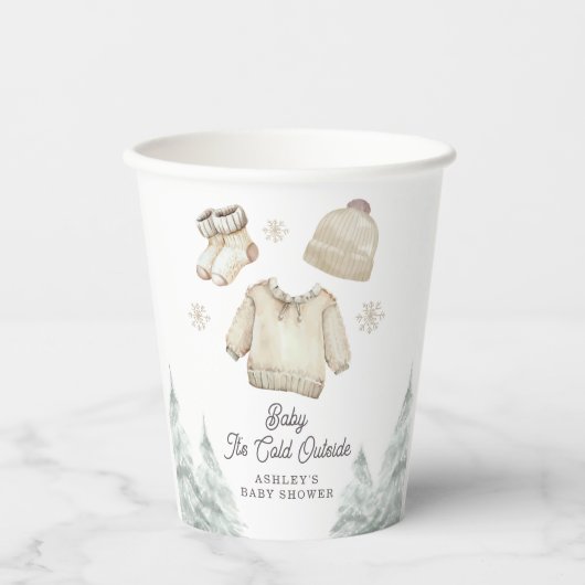 Winter Baby Dusche Es ist kalt draußen Unisex Schn Pappbecher (Vorderseite)