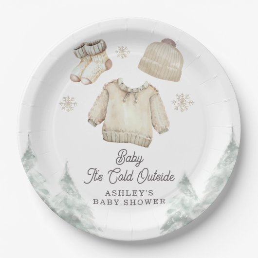 Winter Baby Dusche Es ist kalt draußen Unisex Schn Pappteller (Vorderseite)
