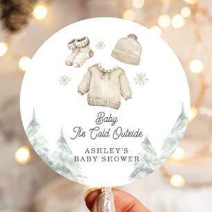 Winter Baby Dusche Es ist kalt draußen Unisex Schn Runder Aufkleber