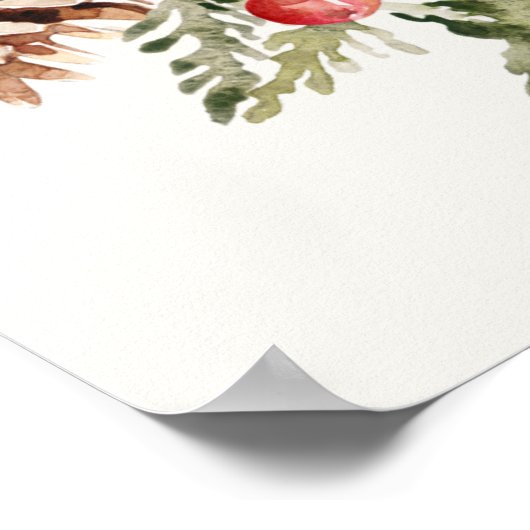 Winter Baby Dusche Evergreen Poinsettia Begrüßungs Poster (Ecke)