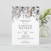 Winter Baby Dusche, Foliage, Berries Einladung (Stehend Vorderseite)