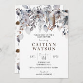 Winter Baby Dusche, Foliage, Berries Einladung (Vorne/Hinten)