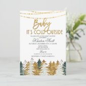 Winter Baby Dusche Glitzer Tree Einladung (Stehend Vorderseite)