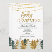 Winter Baby Dusche Glitzer Tree Einladung (Vorne/Hinten)