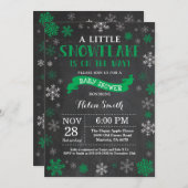 Winter Baby Dusche Green Snowflake Chalkboard Einladung (Vorne/Hinten)