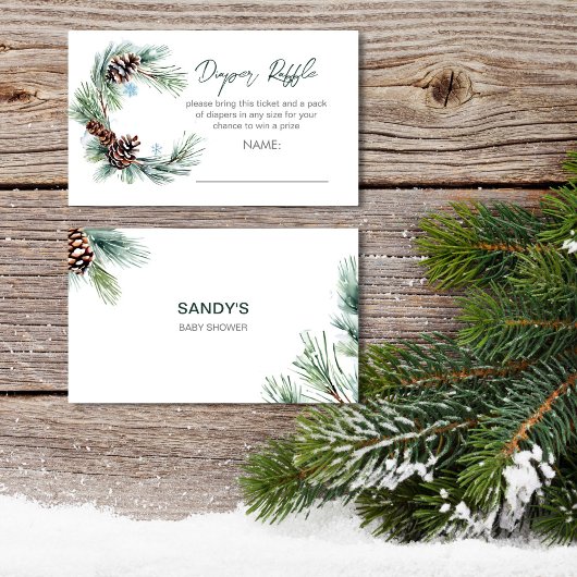 Winter Baby Dusche Kiefernwaschbecken Preisliste Begleitkarte