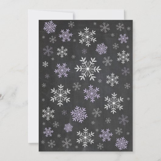 Winter Baby Dusche Lila Snowflake Chalkboard Einladung (Rückseite)