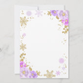 Winter Baby Dusche Lila und Gold Einladung (Rückseite)