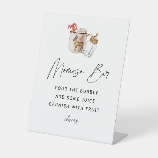 Winter Baby Dusche Momosa Bar Sign Sockelschild (Vorderseite)