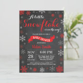 Winter Baby Dusche Red Chalkboard Einladung (Stehend Vorderseite)