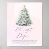 Winter Baby Dusche Rosa Späte Night Diapers signie Poster (Vorne)