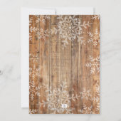 Winter Baby Dusche Rustikale Schneeflocken auf Hol Einladung (Rückseite)