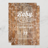 Winter Baby Dusche Rustikale Schneeflocken auf Hol Einladung (Vorne/Hinten)