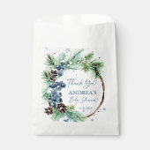 Winter Baby-Dusche Schneekiefern Gefallen Geschenktütchen (Vorderseite)