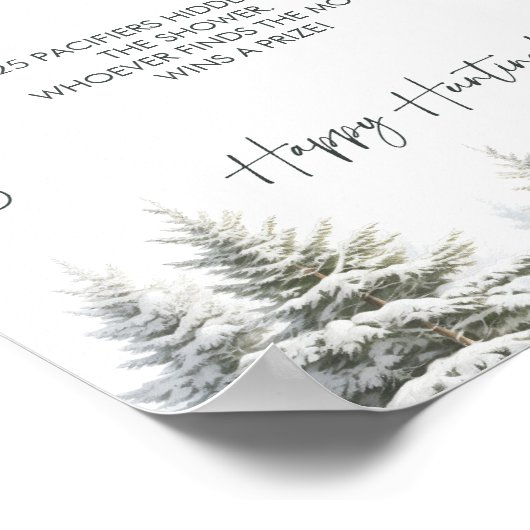 Winter Baby Dusche Schnuller Jagd Spielzeichen Poster (Ecke)