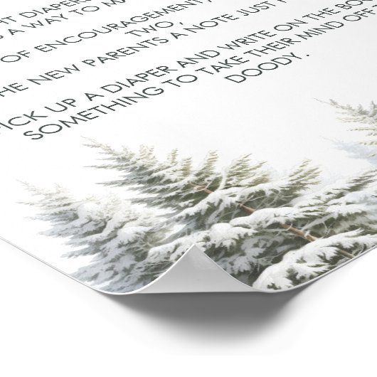 Winter Baby Dusche Spate Night Diapers signieren Poster (Ecke)