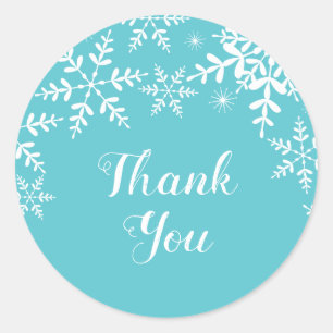 Winter Baby Dusche Türkis Schneeflocken Runder Aufkleber