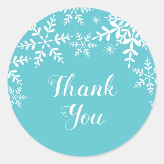 Winter Baby Dusche Türkis Schneeflocken Runder Aufkleber (Vorderseite)