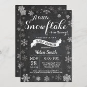 Winter Baby Dusche White Snowflake Chalkboard Einladung (Vorne/Hinten)