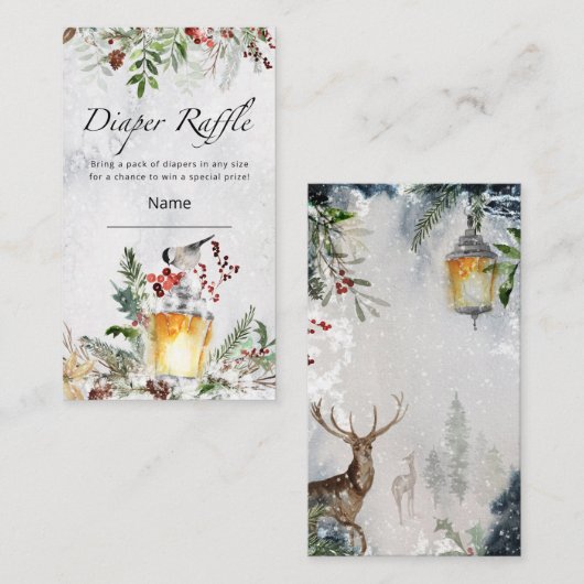Winter Baby Dusche Windel Verlosung Ticket Begleitkarte (Vorne/Hinten)