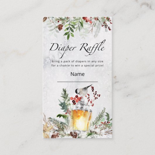 Winter Baby Dusche Windel Verlosung Ticket Begleitkarte (Vorderseite)