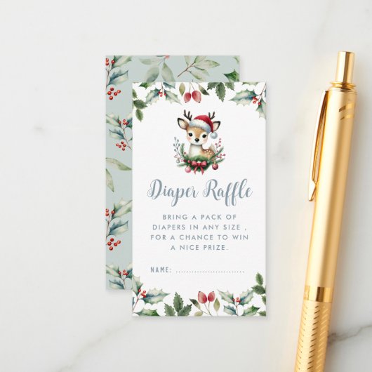 Winter Baby Dusche Windeln Kleine Hirsche Niedlich Begleitkarte (Vorderseite/Rückseite Beispiel)