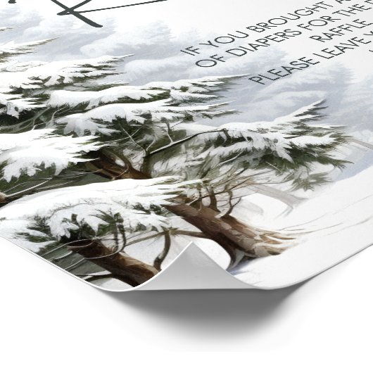 Winter Baby Dusche Windeln Raffle-Zeichen Poster (Ecke)