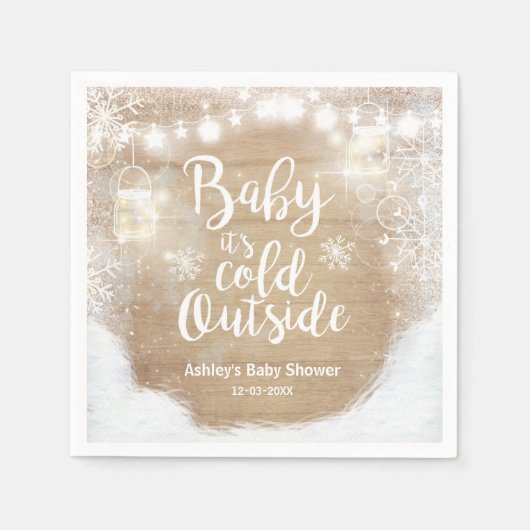 Winter Baby Es ist kalt draußen Rustikale Dusche N Serviette (Vorderseite)