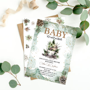 Winter Baby, es ist kalt Evergreen Baby Shower Einladung