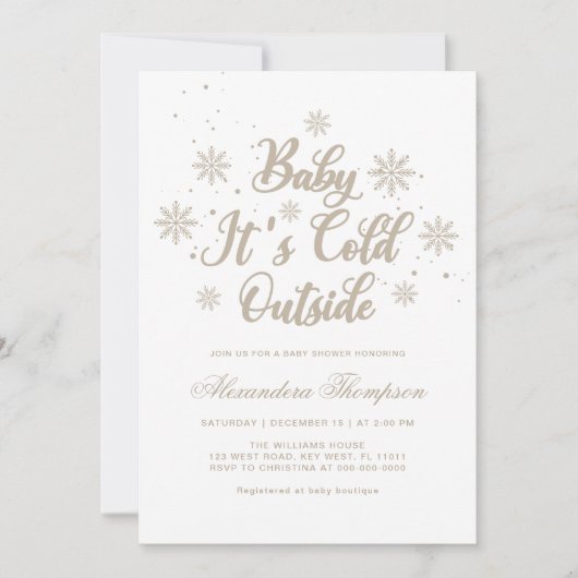 Winter Baby Es ist kalte Außendusche Einladung (Vorderseite)