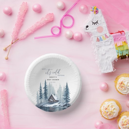 Winter Baby Es ist kalte Außendusche Pappteller (Party)