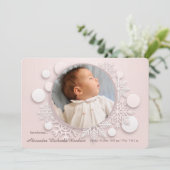 Winter Baby Foto Geburtsankündigung Rosa Ankündigung (Stehend Vorderseite)