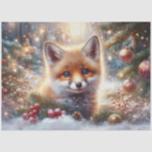 Winter Baby Fox Weihnachtswald Decoupage Seidenpapier (Vorderseite)