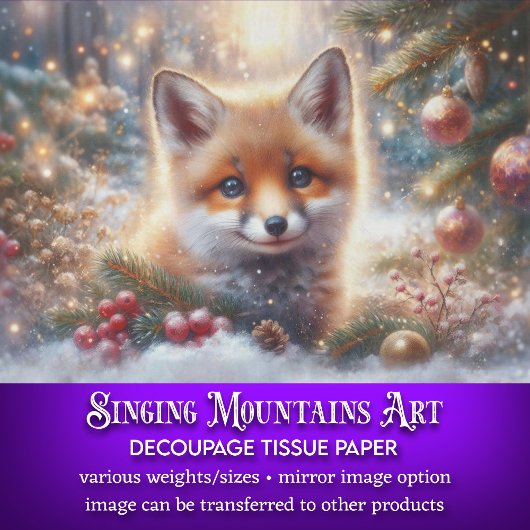 Winter Baby Fox Weihnachtswald Decoupage Seidenpapier