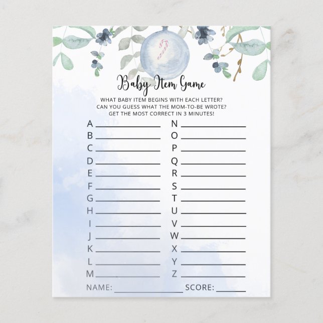 Winter Baby Item Game. Baby Shower Game (Vorderseite)