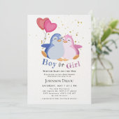 Winter Baby on the Way Winter Penguin Baby Shower  Einladung (Stehend Vorderseite)