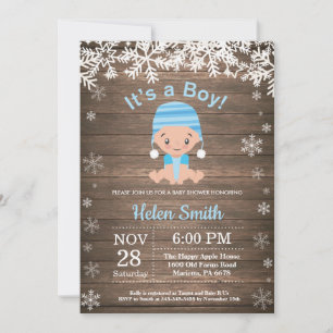 Winter Baby-Party-Einladung für Jungen Schneeflock Einladung