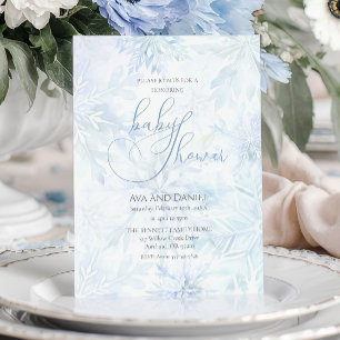 Winter-Baby-Party Junge Blaue Schneeflocke Einladung